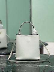 Medium Saffiano Leather Prada Panier Bag 1BA212 White/Black - 22x23x13cm - 6