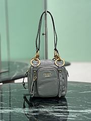 Prada Dangle Leather Top Handle Mini Bag Gray 1BB137 - 14.5x14x13.5cm - 1