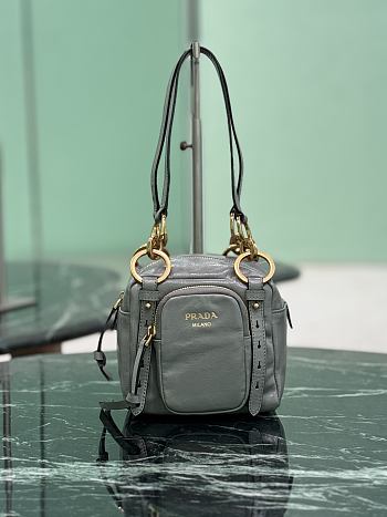 Prada Dangle Leather Top Handle Mini Bag Gray 1BB137 - 14.5x14x13.5cm