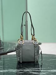 Prada Dangle Leather Top Handle Mini Bag Gray 1BB137 - 14.5x14x13.5cm - 6