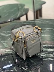 Prada Dangle Leather Top Handle Mini Bag Gray 1BB137 - 14.5x14x13.5cm - 5