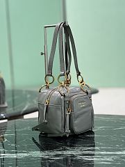 Prada Dangle Leather Top Handle Mini Bag Gray 1BB137 - 14.5x14x13.5cm - 3