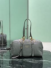 Prada Dangle Medium Leather Top Handle Bag Gray 1BB138 - 30x14x13.5cm - 5