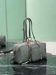 Prada Dangle Medium Leather Top Handle Bag Gray 1BB138 - 30x14x13.5cm - 4