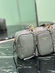 Prada Dangle Medium Leather Top Handle Bag Gray 1BB138 - 30x14x13.5cm - 2
