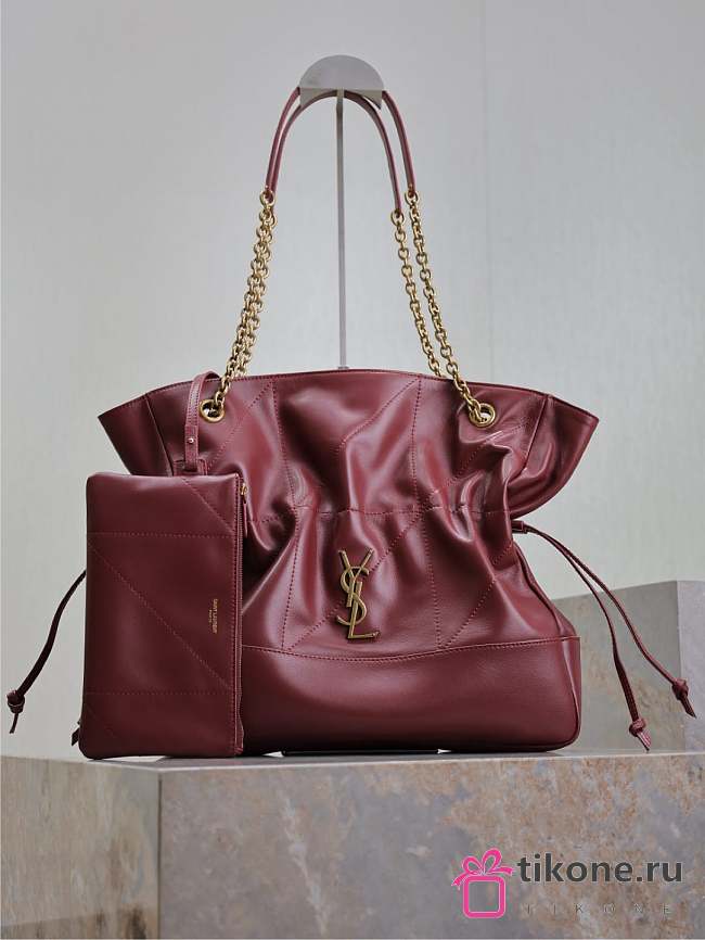 YSL Medium Jamie Shopping In Lambskin Bordeaux - 35x35x10cm - 1