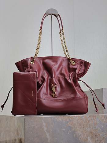 YSL Medium Jamie Shopping In Lambskin Bordeaux - 35x35x10cm