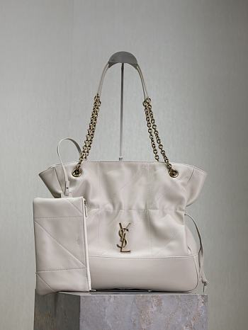YSL Medium Jamie Shopping In Lambskin White - 35x35x10cm