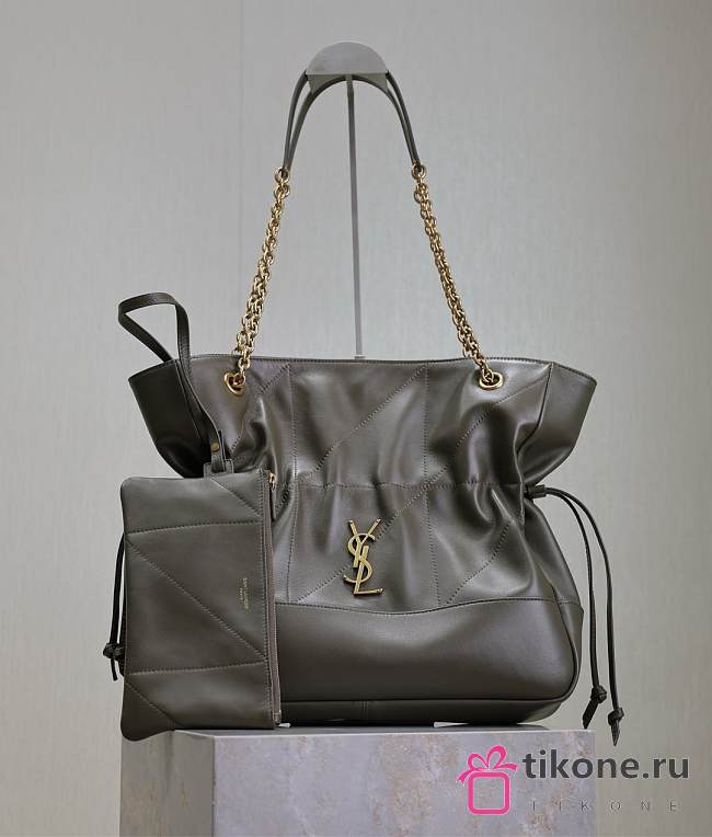 YSL Medium Jamie Shopping In Lambskin Khaki - 35x35x10cm - 1