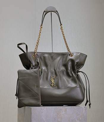 YSL Medium Jamie Shopping In Lambskin Khaki - 35x35x10cm