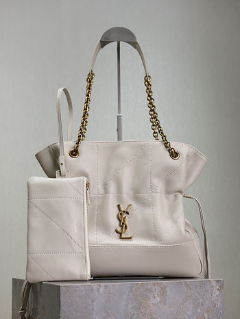 YSL Jamie Shopping Small In Lambskin White - 29x27x11cm