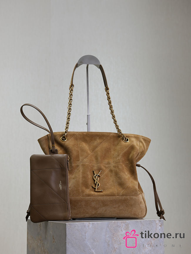 YSL Jamie Shopping Small In Suede Golden Leaf - 29x27x11cm - 1