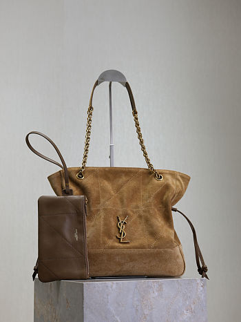 YSL Jamie Shopping Small In Suede Golden Leaf - 29x27x11cm