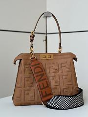 Fendi Peekaboo Soft Medium Cappuccino Colored Leather Bag With FF Interlacing - 33x10x25cm - 6