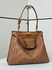 Fendi Peekaboo Soft Medium Cappuccino Colored Leather Bag With FF Interlacing - 33x10x25cm - 5