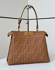 Fendi Peekaboo Soft Medium Cappuccino Colored Leather Bag With FF Interlacing - 33x10x25cm - 4