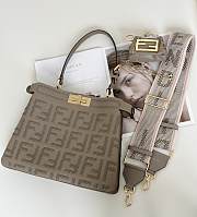 Fendi Peekaboo Soft Medium Elephant Gray Leather Bag With FF Interlacing - 33x10x25cm - 5