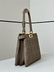 Fendi Peekaboo Soft Medium Elephant Gray Leather Bag With FF Interlacing - 33x10x25cm - 4