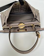 Fendi Peekaboo Soft Medium Elephant Gray Leather Bag With FF Interlacing - 33x10x25cm - 3