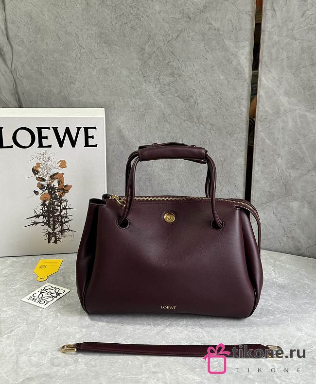 Loewe Medium Madrid Bag in Supple Calfskin Burgundy - 28.5x23x11cm - 1