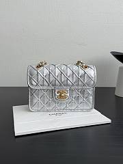 Chanel Mini Flap Bag Metallized Braided Calfskin & Gold Tone Metal Silvery - 19x13x5.5cm - 1