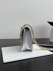 Chanel Mini Flap Bag Metallized Braided Calfskin & Gold Tone Metal Silvery - 19x13x5.5cm - 2
