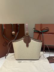 Loro Piana Bobbin Bucket Bag Cotton Linen Natural/Caramel - 21x16x13cm - 1