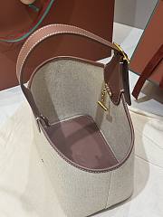 Loro Piana Bobbin Bucket Bag Cotton Linen Natural/Caramel - 21x16x13cm - 2