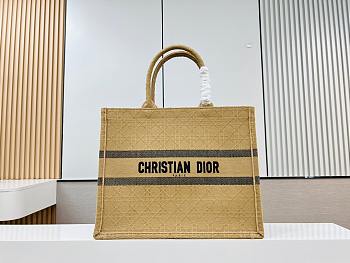 Large Dior Book Tote Natural Cannage Raffia - 42x35x18.5cm