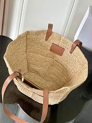 Celine Classic Panier Medium Couffin In Raffia Patchwork And Calfskin Natural/ Tan - 31x23x17cm - 2