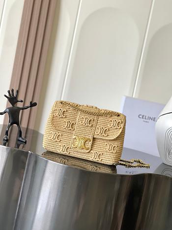 Medium Celine Victoire Bag In Raffia With Triomphe Embroideries - 25x17x9cm