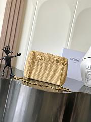 Medium Celine Victoire Bag In Raffia With Triomphe Embroideries - 25x17x9cm - 5