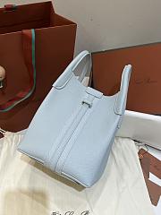 Loro Piana Small Bale bag Grained Calfskin Light Blue Belle - 21x17x17cm - 5