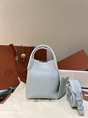Loro Piana Small Bale bag Grained Calfskin Light Blue Belle - 21x17x17cm - 3