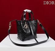 Small Dior Toujours Vertical Tote Bag Black Macrocannage Crinkled Calfskin - 18.5x18.5x12cm - 6