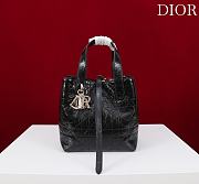 Small Dior Toujours Vertical Tote Bag Black Macrocannage Crinkled Calfskin - 18.5x18.5x12cm - 4
