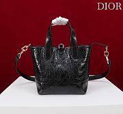 Small Dior Toujours Vertical Tote Bag Black Macrocannage Crinkled Calfskin - 18.5x18.5x12cm - 3