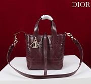Small Dior Toujours Vertical Tote Bag Plum Macrocannage Crinkled Calfskin - 18.5x18.5x12cm - 1