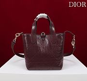 Small Dior Toujours Vertical Tote Bag Plum Macrocannage Crinkled Calfskin - 18.5x18.5x12cm - 6