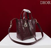 Small Dior Toujours Vertical Tote Bag Plum Macrocannage Crinkled Calfskin - 18.5x18.5x12cm - 5
