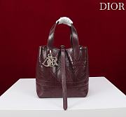 Small Dior Toujours Vertical Tote Bag Plum Macrocannage Crinkled Calfskin - 18.5x18.5x12cm - 4