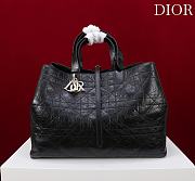 Large Dior Toujours Bag Black Macrocannage Crinkled Calfskin - 37x27x21cm  - 2