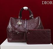 Large Dior Toujours Bag Plum Macrocannage Crinkled Calfskin - 37x27x21cm  - 1