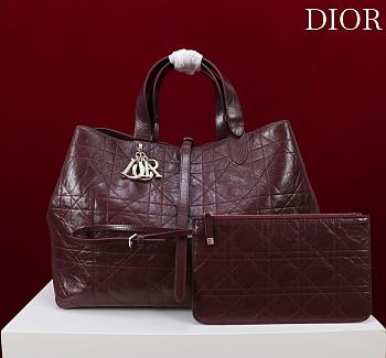 Large Dior Toujours Bag Plum Macrocannage Crinkled Calfskin - 37x27x21cm 
