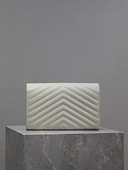 YSL Classic Cassandre Chain Wallet In Grain De Poudre Leather White Silver -  22.5x14x4cm - 4