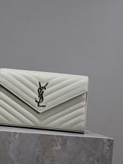 YSL Classic Cassandre Chain Wallet In Grain De Poudre Leather White Silver -  22.5x14x4cm - 6
