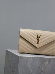 YSL Classic Cassandre Chain Wallet In Grain De Poudre Leather Beige -  22.5x14x4cm - 5