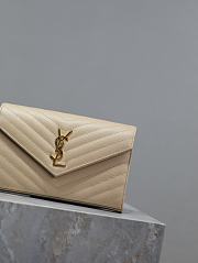 YSL Classic Cassandre Chain Wallet In Grain De Poudre Leather Beige -  22.5x14x4cm - 4