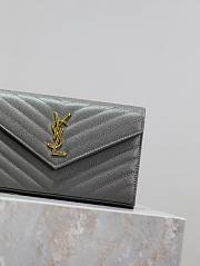YSL Classic Cassandre Chain Wallet In Grain De Poudre Leather Gray -  22.5x14x4cm - 5