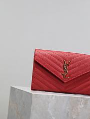 YSL Classic Cassandre Chain Wallet In Grain De Poudre Leather Red -  22.5x14x4cm - 4